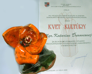 Ocenenie BBSK "Kvet kultúry a umenia 2008"  riaditeľke krajskej knižnice