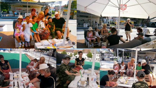 Prázdninové príbehy vo FUN zóne mesta (Mgr. Mária Masárová z krajskej knižnice učila deti odovzdávať svoje zážitky z prázdnin formou rozprávania a písania listov) Prázdninové príbehy